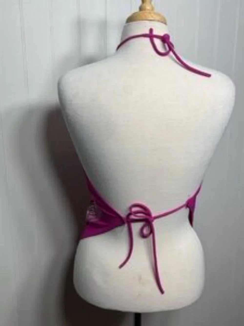 Hot Pink Paisley Bandana Halter Top Y2K Festival Boho Style l Top - Picture 4 of 4